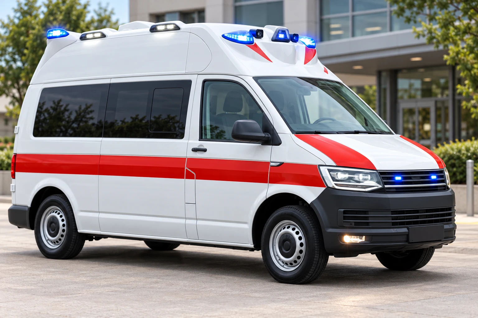 Ambulances et unités médicales mobiles — illustration HD régénérée